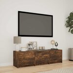 vidaXL Meuble TV avec LED avec LED Chêne Fumé 140 x 34 x 40 cm
