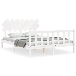 vidaXL Cadre de lit sans matelas blanc 140x190 cm bois de pin massif