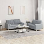 vidaXL Ensemble de canapés 2 Pièces coussins gris clair tissu