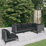 vidaXL Salon de jardin 5 Pièces avec coussins Résine tressée Gris foncé