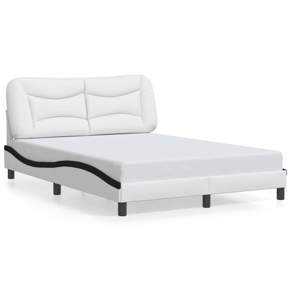 vidaXL Cadre de lit sans matelas Hvar blanc et noir 140x190 cm similicuir