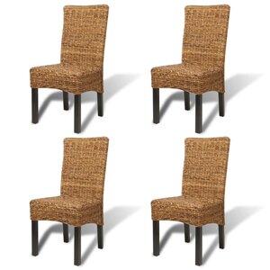 vidaXL Chaises à manger lot de 4 bois solide de manguier et abaca