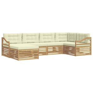 vidaXL Ensemble de canapés d'extérieur 6 pc Blanc et crème Polyester