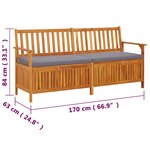 vidaXL Banc de rangement avec coussin 170 cm Bois d'acacia solide