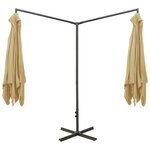 vidaXL Parasol de jardin double avec mât en acier taupe 600x300 cm