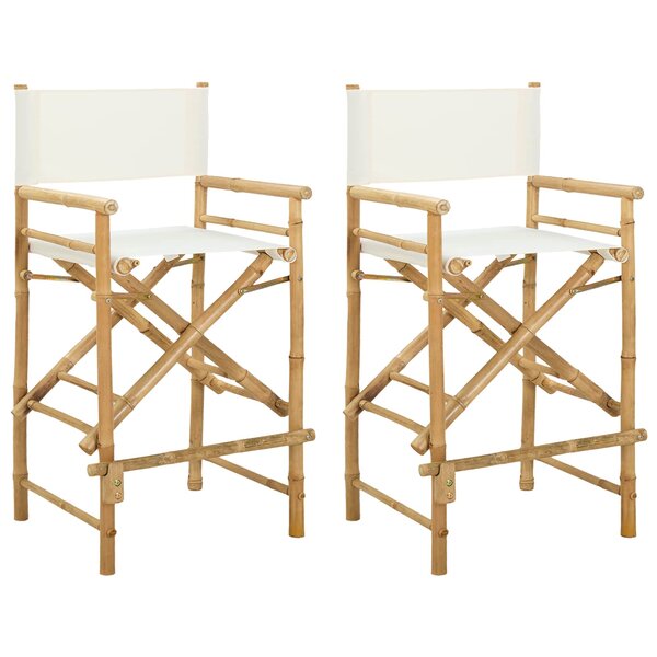 vidaXL Chaise de directeur pliante 2 Pièces Naturel Bambou