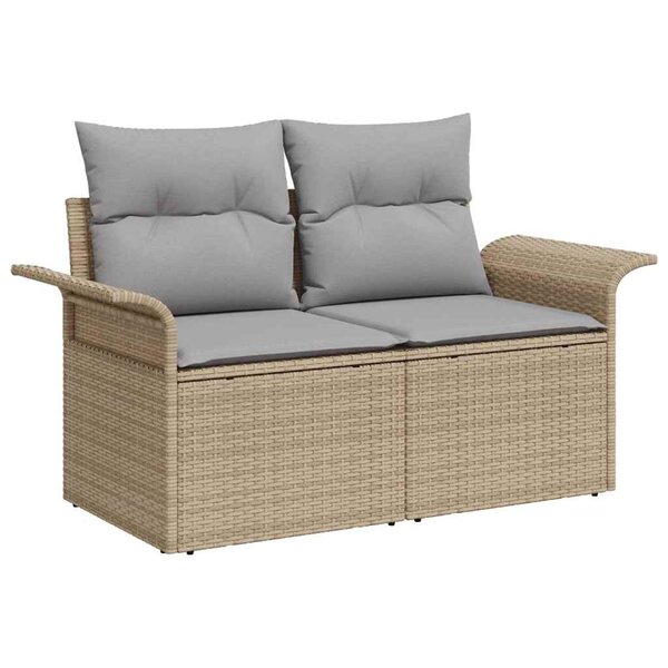 vidaXL Sofa de jardin 2 places avec rangement et coussins en poly rotin beige