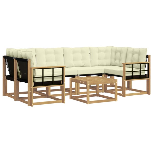 vidaXL Ensemble de canapés d'extérieur 7 pc Blanc et crème