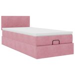 vidaXL Cadre de lit ottoman avec matelas rose 100x200 cm velours