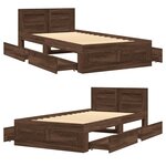vidaXL Cadre de lit et tête de lit sans matelas chêne marron 75x190 cm