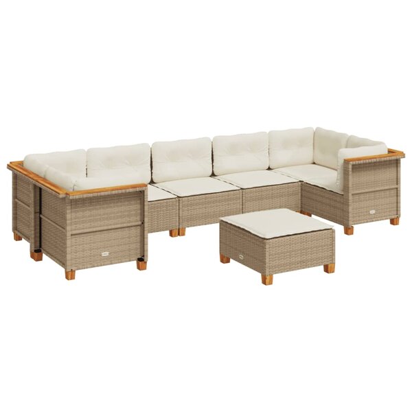 vidaXL Salon de jardin avec coussins 8 Pièces beige résine tressée