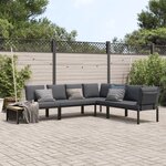 vidaXL Salon de jardin 4 Pièces avec coussins noir aluminium
