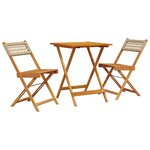 vidaXL Ensemble de bistro 3 Pièces beige résine tressée et bois massif