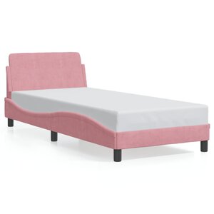 vidaXL Cadre de lit avec tête de lit Dover rose 90x190 cm velours