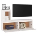 vidaXL Meubles TV 3 Pièces Blanc Bois massif de pin