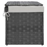 vidaXL Panier à linge avec couvercle gris 55 5x35x34 cm résine tressée