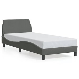 vidaXL Cadre de lit Dover gris foncé 90x190 cm tissu
