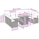 vidaXL Ensemble de Salle à Manger de Jardin de 10 Pièces avec Coussins Beige Poly Rotin Acacia