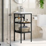 vidaXL Cadre de lavabo de salle de bain Noir 40x38x83 cm Fer