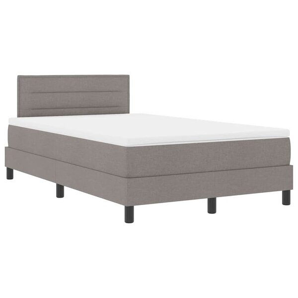 vidaXL Lit à ressorts avec matelas avec LED Taupe 120 x 200 cm tissu