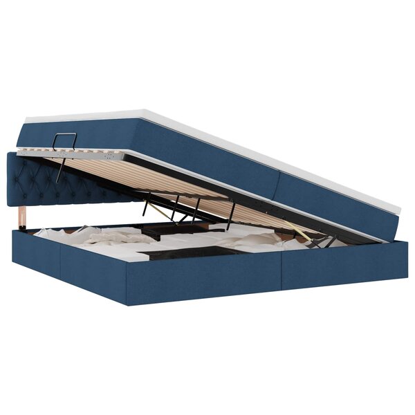 vidaXL Lit avec rangement et matelas avec matelas Bleu 200 x 200 cm