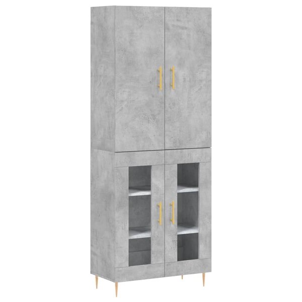 vidaXL Buffet haut Gris béton 69 5x34x180 cm Bois d'ingénierie