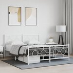 vidaXL Cadre de lit métal sans matelas et pied de lit blanc 150x200 cm