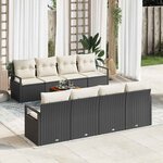 vidaXL Ensemble de canapé de jardin avec coussin 9 Pièces Noir Poly rotin
