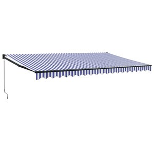 vidaXL Auvent rétractable bleu et blanc 5x3 m tissu et aluminium