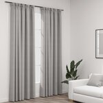 vidaXL Rideaux occultants aspect lin avec crochets 2Pièces Gris 140x225cm
