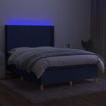 vidaXL Sommier à lattes de lit matelas et LED Bleu 140x190 cm Tissu