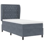 vidaXL Lit à ressorts avec matelas Gris foncé 190 x 90 cm Polyester