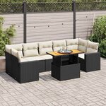 vidaXL Salon de jardin 8 Pièces avec coussins noir résine tressée