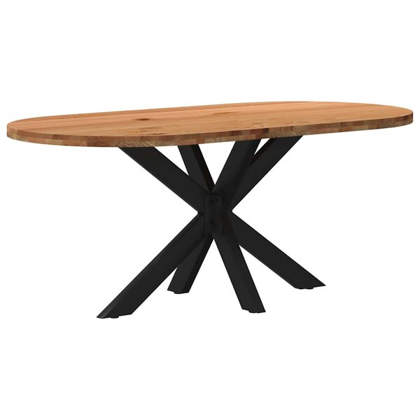 vidaXL Table à manger marron clair bois de chêne massif ovale