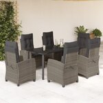 vidaXL Ensemble à manger de jardin et coussins 7 Pièces gris rotin