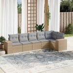 vidaXL Salon de jardin avec coussins 6 Pièces beige résine tressée