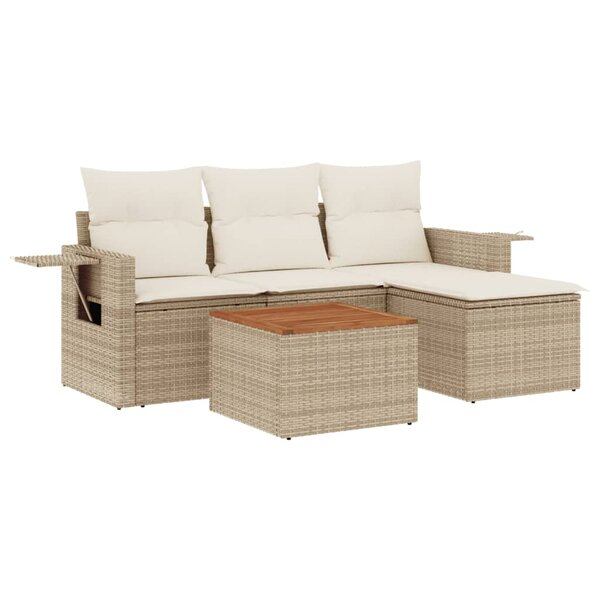 vidaXL Salon de jardin avec coussins 5 Pièces beige résine tressée