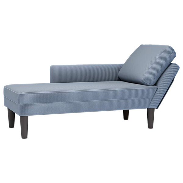 vidaXL Chaise longue avec coussin bleu tissu en velours côtelé