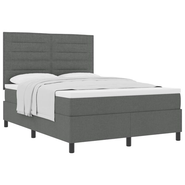 vidaXL Lit à ressorts avec matelas Gris foncé 160 x 200 cm tissu