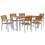vidaXL Ensemble de salle à manger pour jardin 7 Pièces Gris et marron