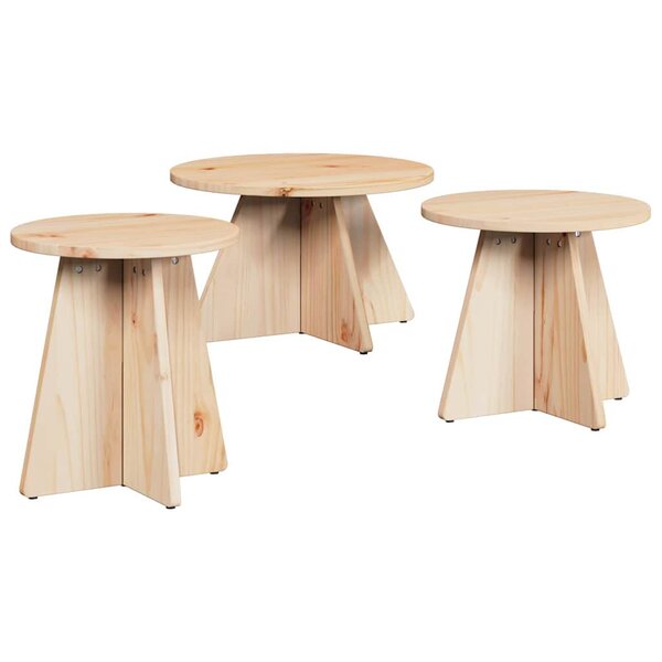 vidaXL Table basse 3 Pièces Naturel