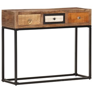 vidaXL Table console Doré 90x30x75 cm Bois de récupération massif