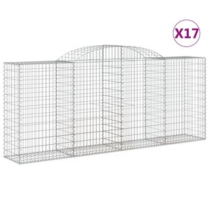 vidaXL Paniers à gabions arqués 17 Pièces 300x50x120/140 cm fer galvanisé