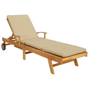 vidaXL Chaise longue avec coussin 100  Polyester Teck Solide
