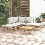 vidaXL Salon de jardin 6 Pièces avec coussins gris clair bambou
