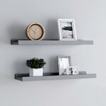 vidaXL Étagères à rebord pour cadre photo 2 Pièces Gris 40x9x3 cm MDF