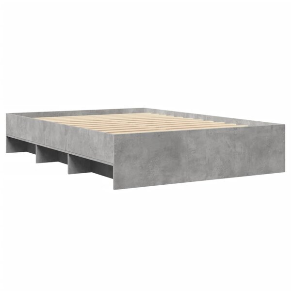 vidaXL Cadre de lit gris béton 135x190 cm bois d'ingénierie