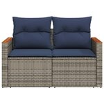 vidaXL Canapé de jardin 2 places avec coussins gris résine tressée