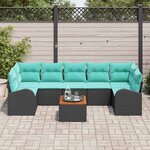 vidaXL Ensemble de canapé de jardin 8 Pièces Noir et turquoise polyrotin