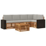 vidaXL Ensemble de canapé d'angle 6 Pièces Naturel et gris clair